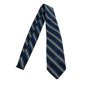 Christian‎ Dior Monsieur Pure Silk Vintage Blue White Striped Mens Neck Tie